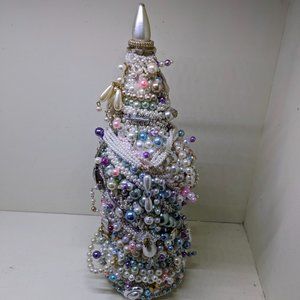 Pearls and beads. Costume jewelry tree. Gift, holiday, handmade, custom, unique.